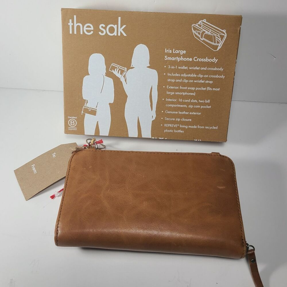 The Sak Iris Smartphone Crossbody Wallet Wristlet Leather Floral Embossed Flower - Picture 4 of 10